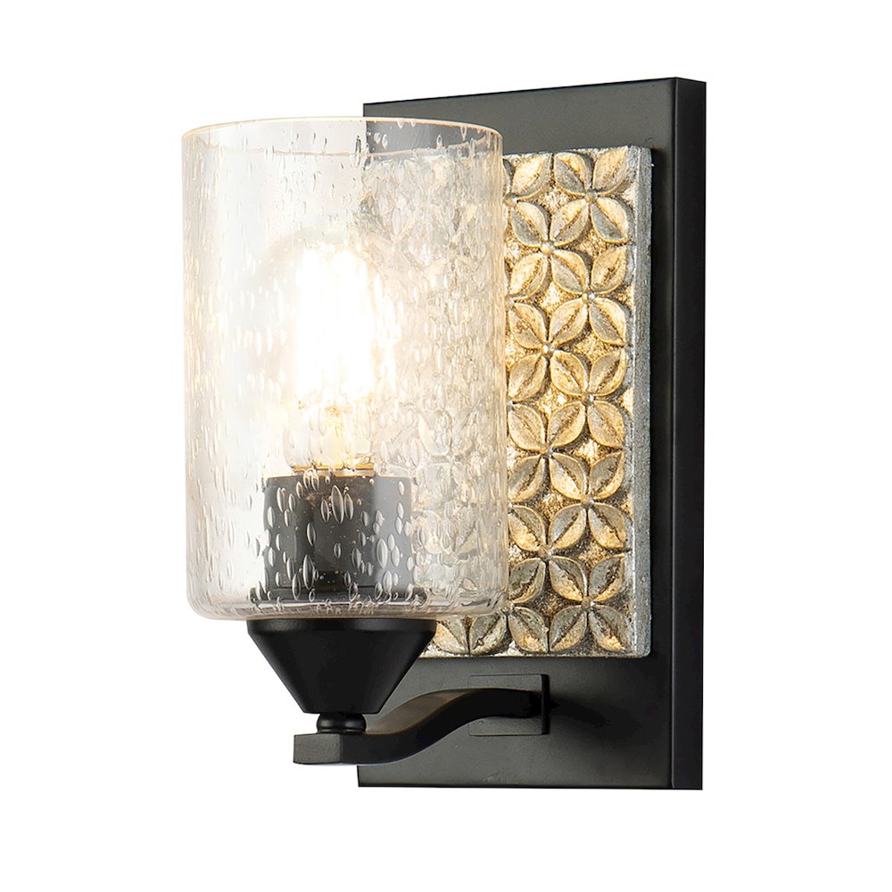 Arcadia 1 Light Wall Sconce in Matte Black and Silver. Picture 1