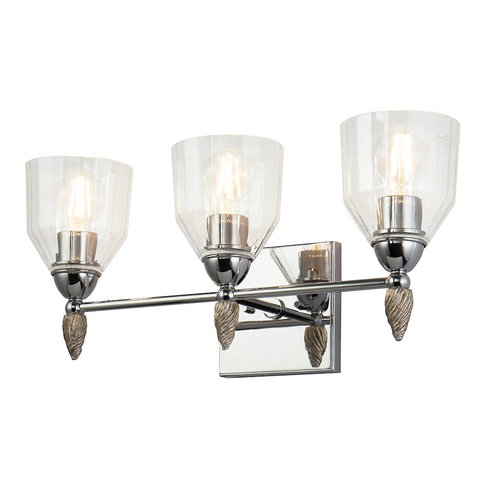 Felice 3 Light Vanity Light In Polished Chrome With Silver Accents. Picture 1