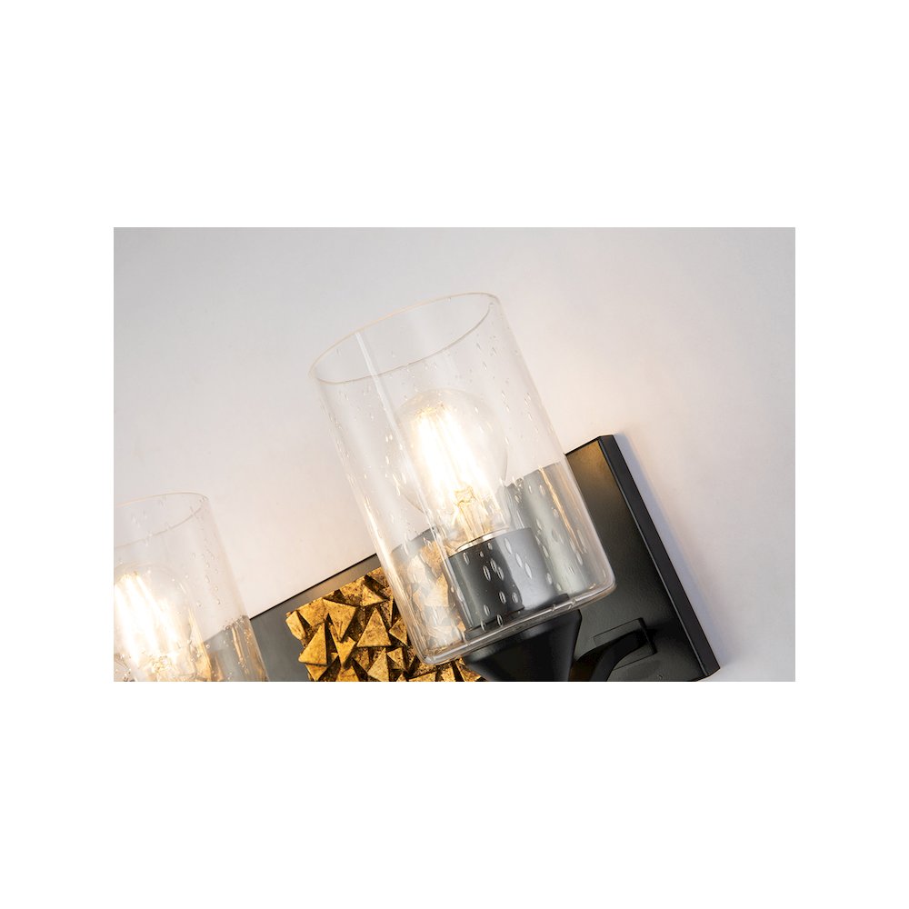 Bocage 3 Light Bath Bar In Matte Black And Gold. Picture 4