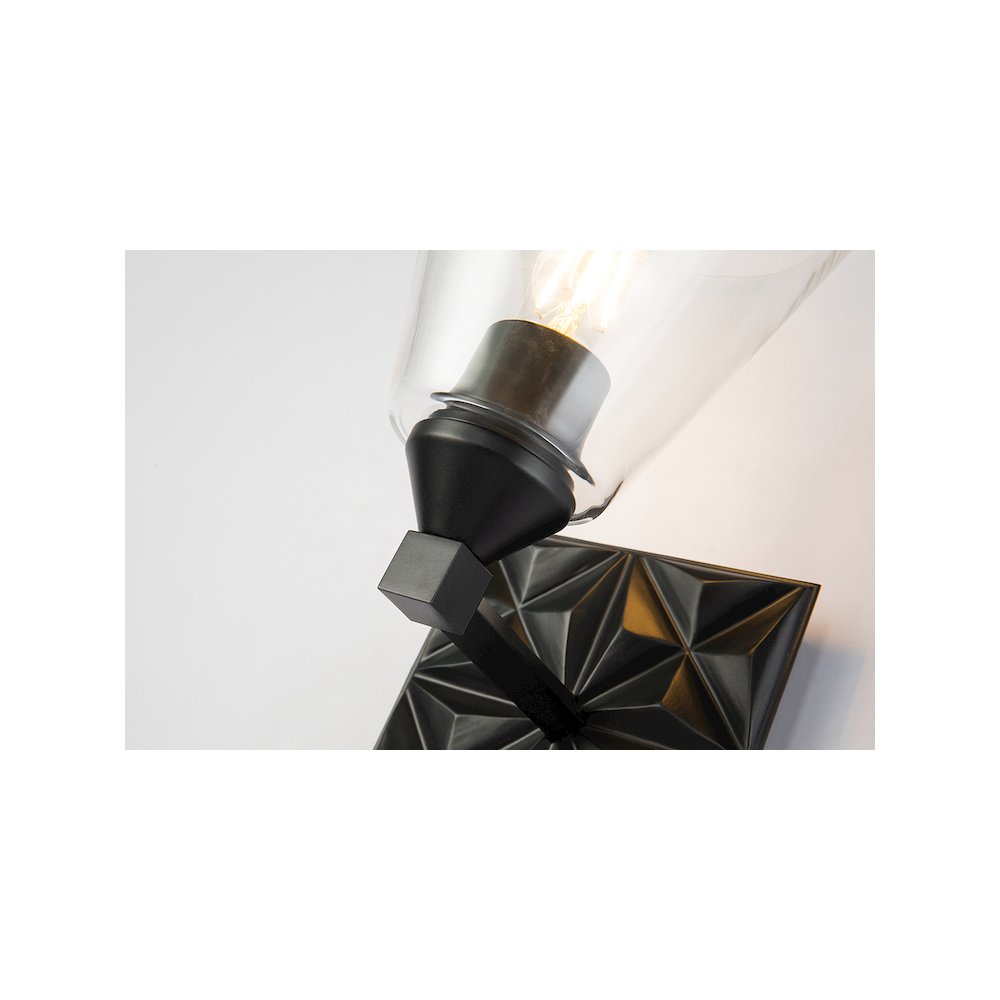 Alpha 1 Light Wall Sconce With Glass in Matte Black. Picture 2