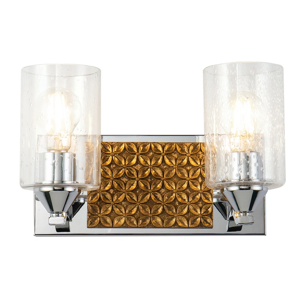 Arcadia 2 Light Bath Vanity in Polished Chrome and Gold. Picture 1