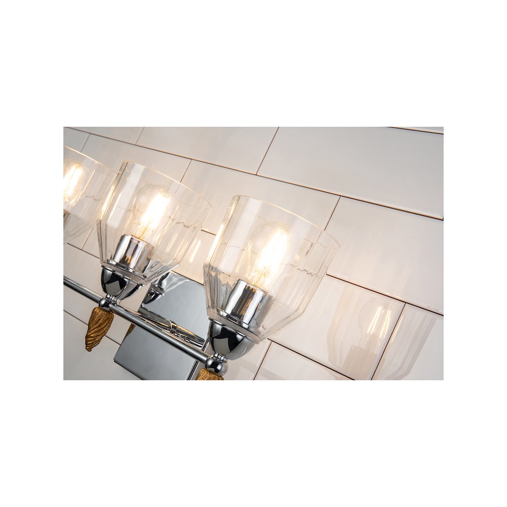 Felice 3 Light Vanity Light In Polished Chrome With Gold Accents. Picture 4