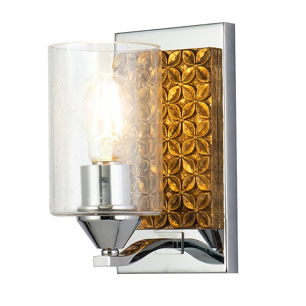 Arcadia 1 Light Wall Sconce in Polished Chrome and Gold. Picture 1