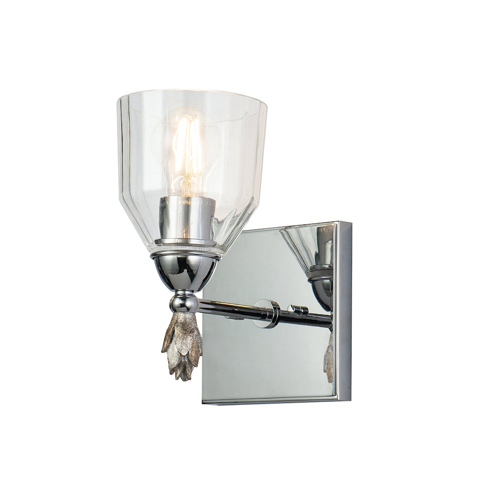 Felice 1 Light Wall Sconce In Polished Chrome With Silver Accents. Picture 1
