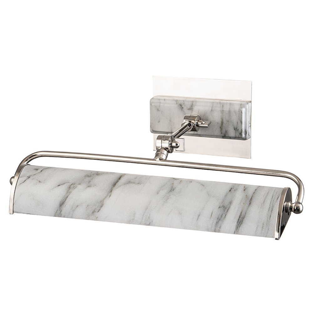 Winchfield Medium Picture Light in Polished Nickel and White Marble. Picture 2