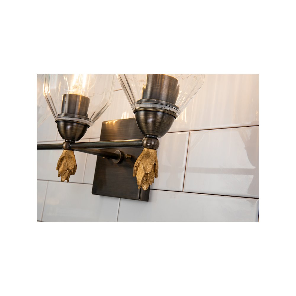 Felice 3 Light Vanity Light In Dark Bronze With Gold Accents. Picture 2