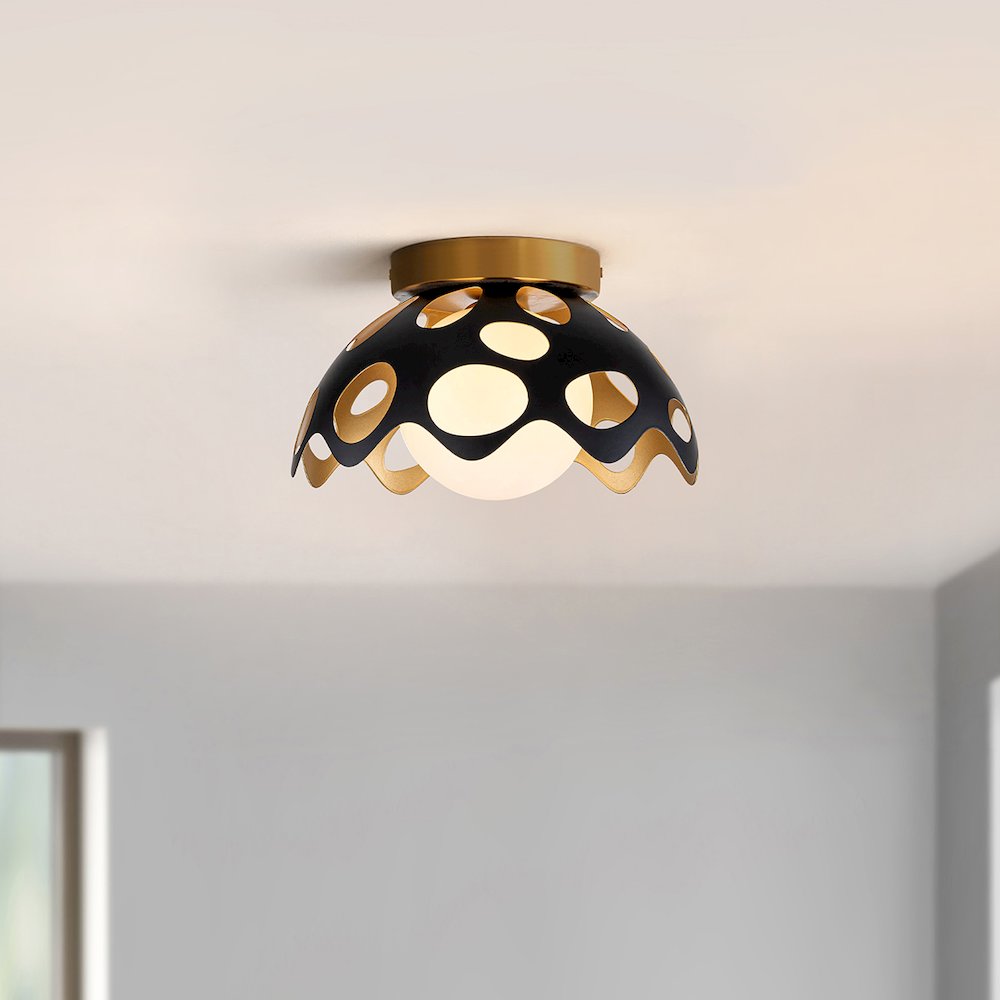 Pebbles 10" Mini Pendant in Black. Picture 6