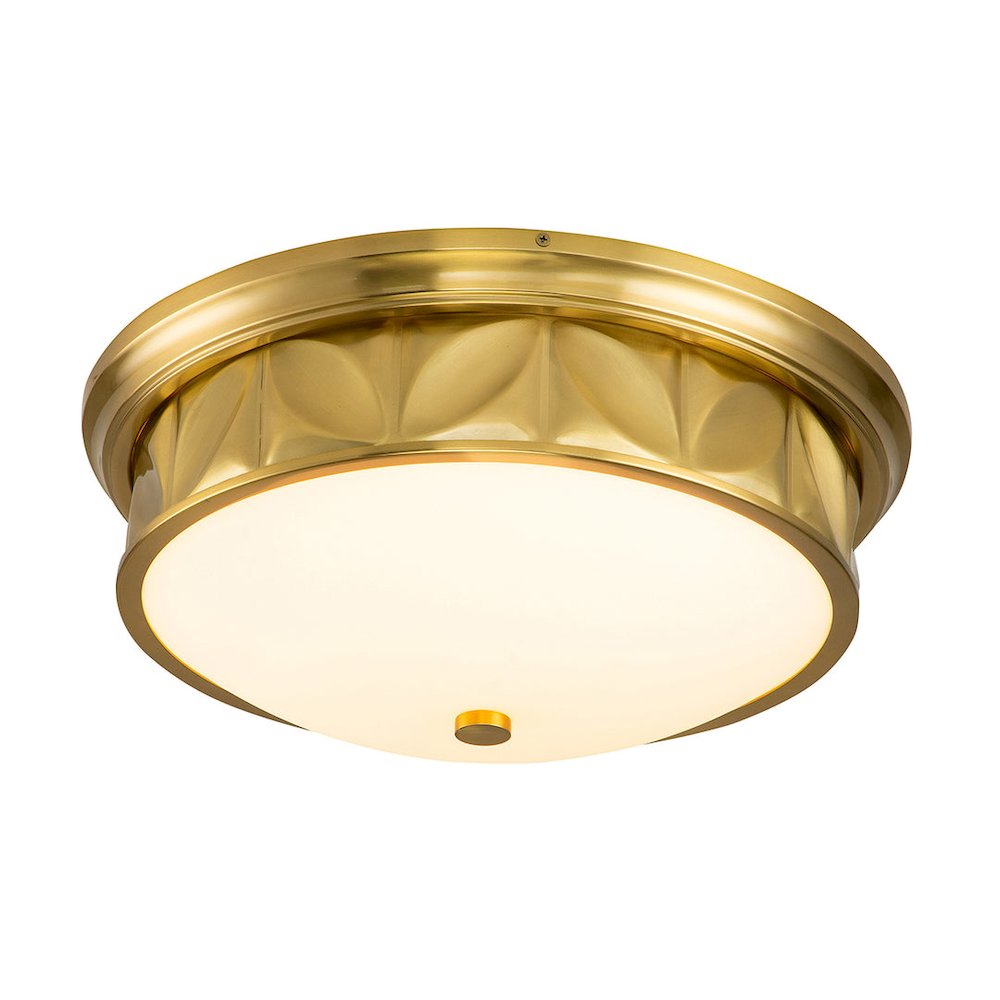 Epsilon 3 Light Flush Mount Aged Brass. Picture 1