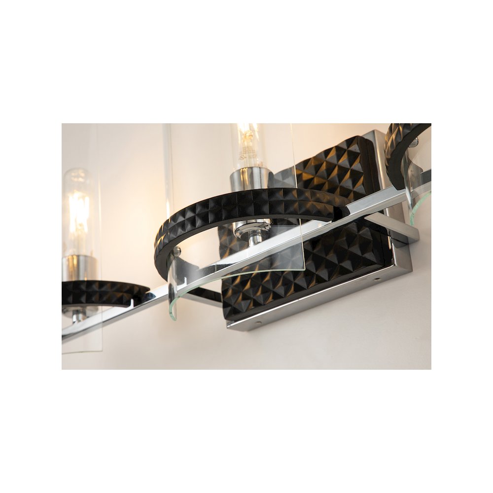 Mazant 3 Light Bath Bar in Black and Chrome. Picture 3