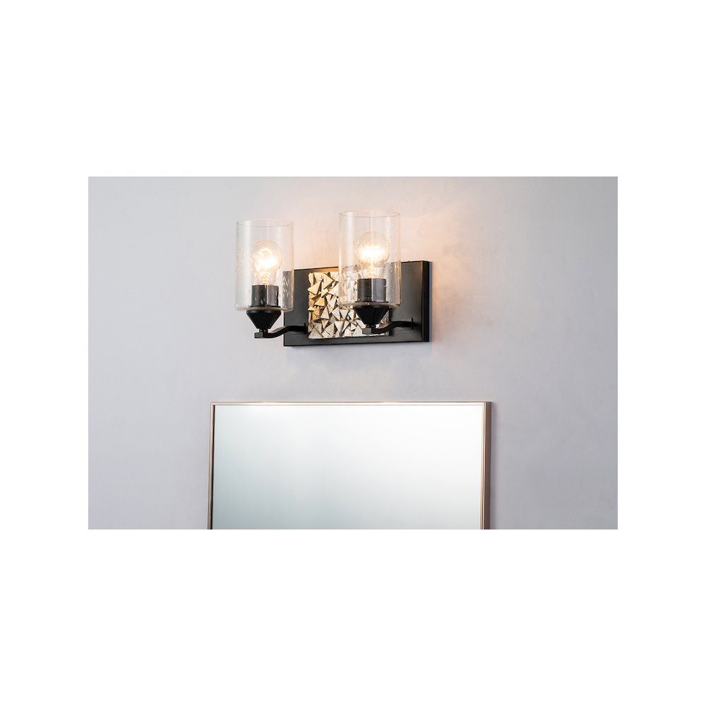Bocage 2 Light Bath Bar In Matte Black And Silver. Picture 3