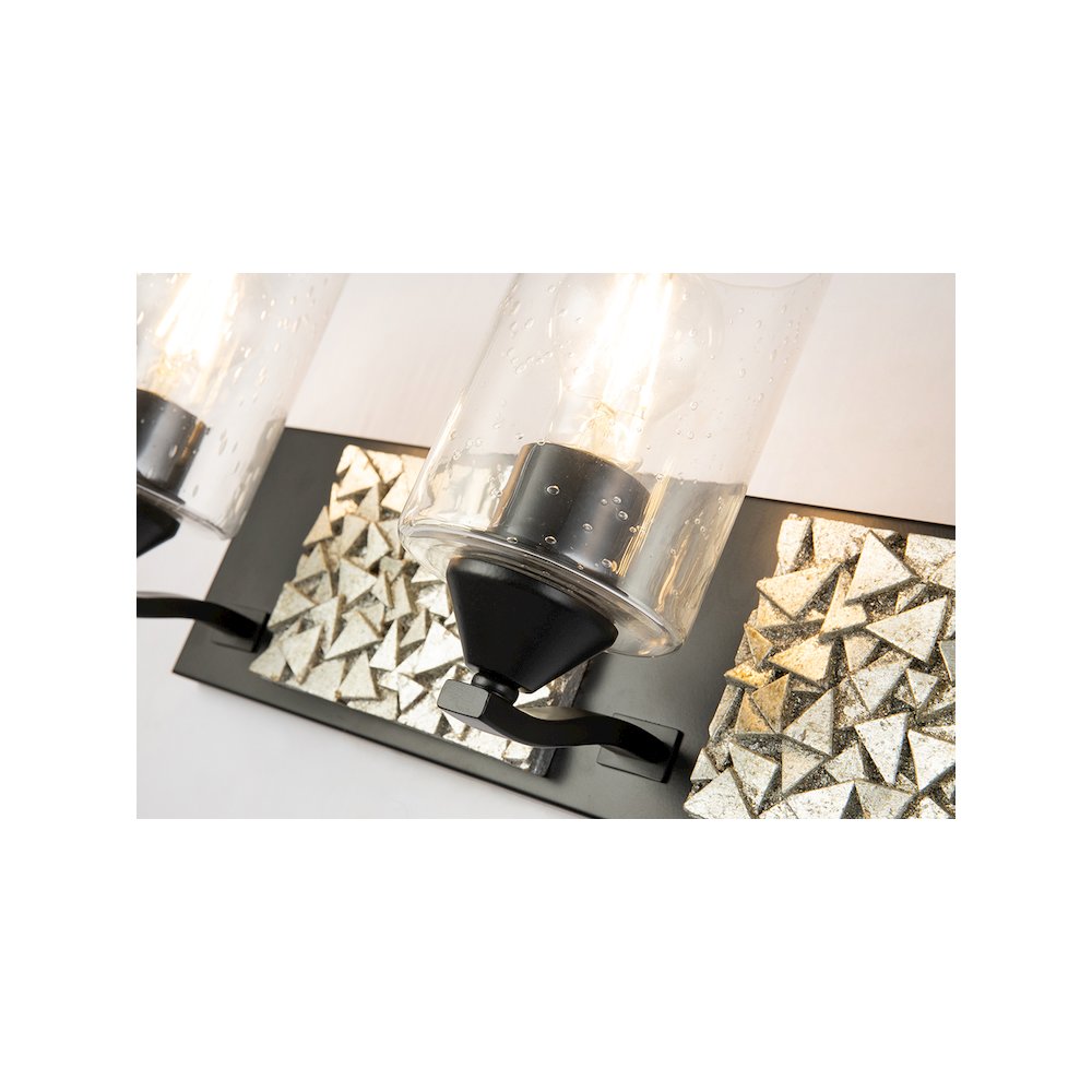 Bocage 3 Light Bath Bar In Matte Black And Silver. Picture 3