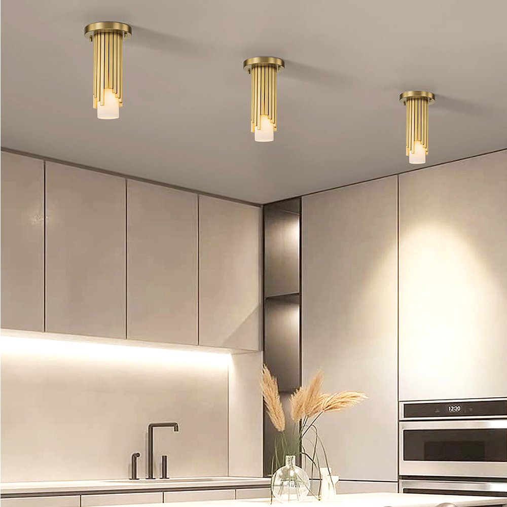 Marvel 1 Light Flush Mount/ Pendant Aged Brass. Picture 4