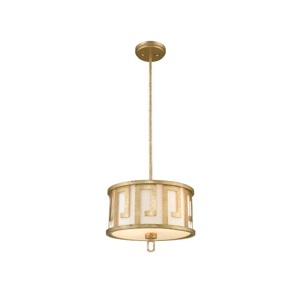 Lemuria 2 Light Medium Pendant - Distressed Gold, Ivory Shade. Picture 2