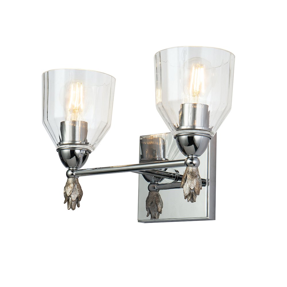 Felice 2 Light Vanity Light In Polished Chrome With Silver Accents. Picture 1