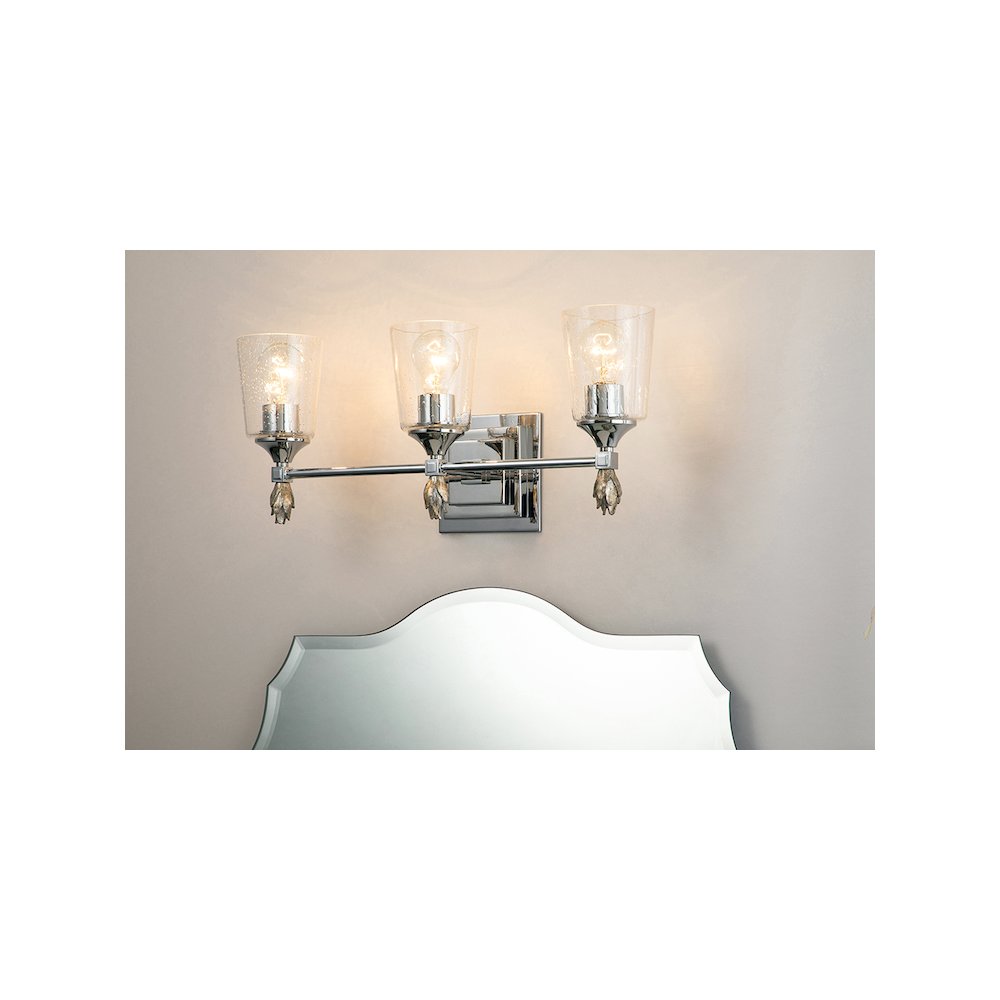 Vetiver 3 Light Vanity in Polished Chrome with Silver Accent. Picture 2