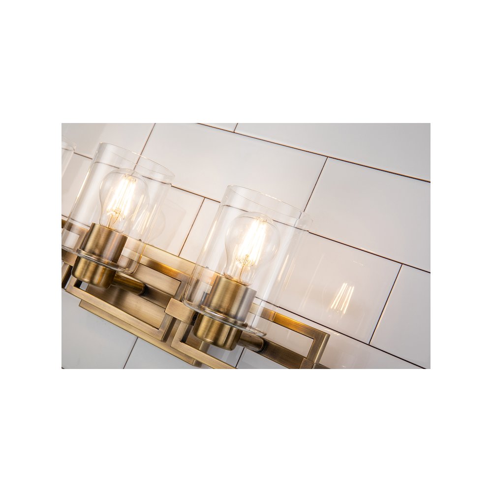 Estes 3 Light Bath Vanity In Aged Brass. Picture 2