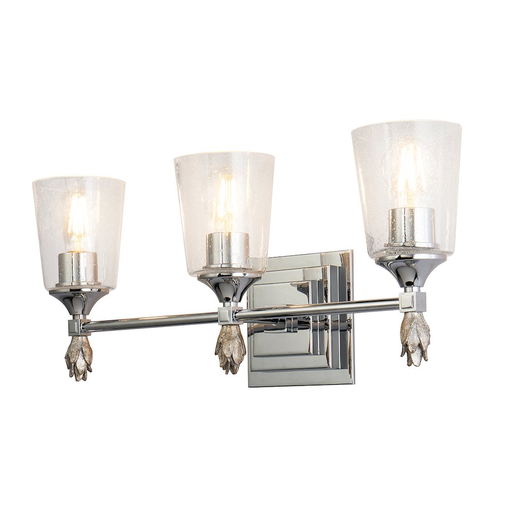 Vetiver 3 Light Vanity in Polished Chrome with Silver Accent. Picture 1