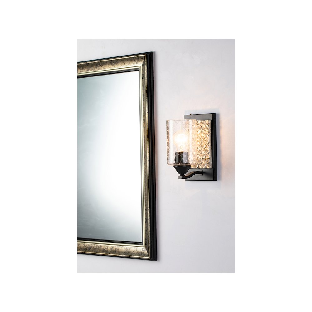 Arcadia 1 Light Wall Sconce in Matte Black and Silver. Picture 2