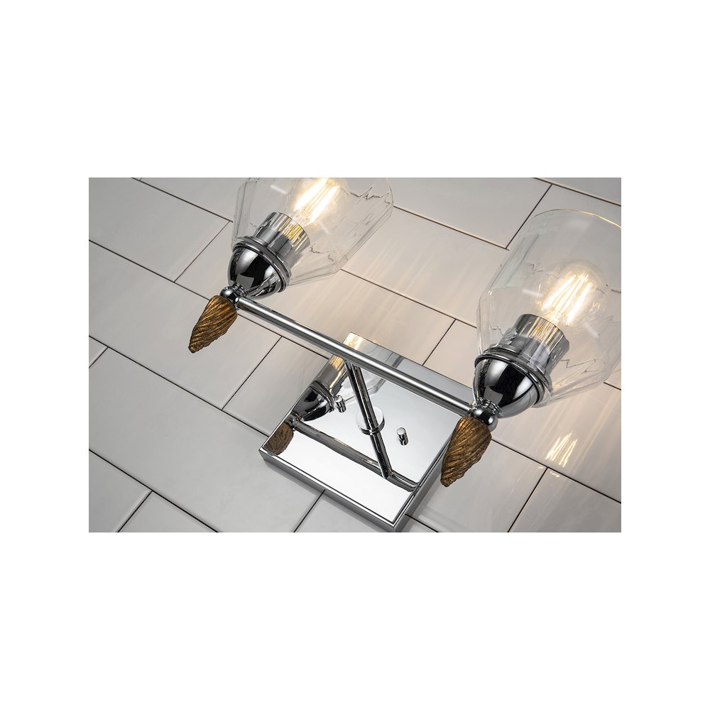 Felice 2 Light Vanity Light In Polished Chrome With Gold Accents. Picture 2