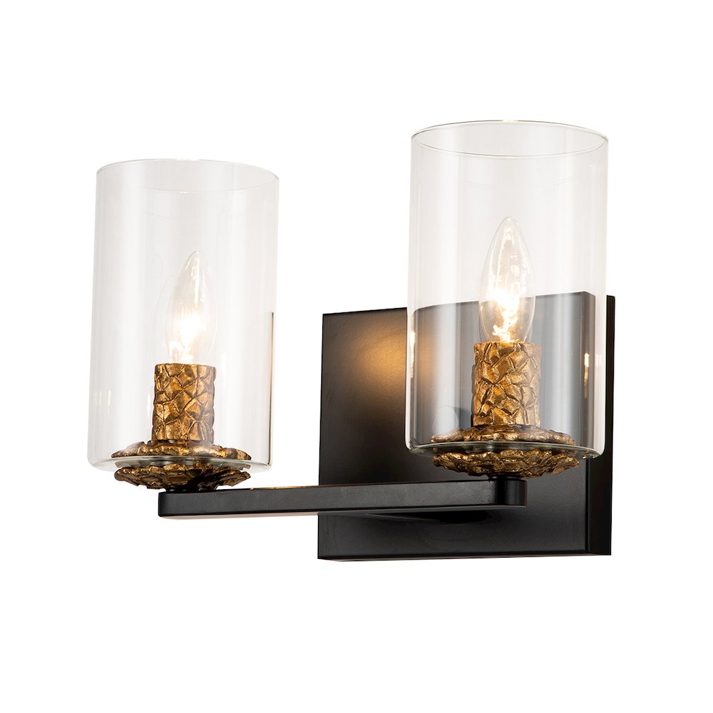Bolivar 2-Light Vanity Light in Matte Black. Picture 1