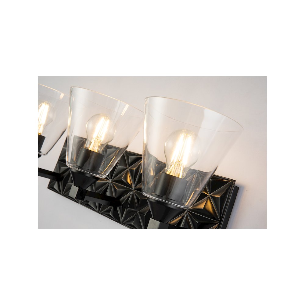 Alpha 3 Light Vanity Light With Glass in Matte Black. Picture 3