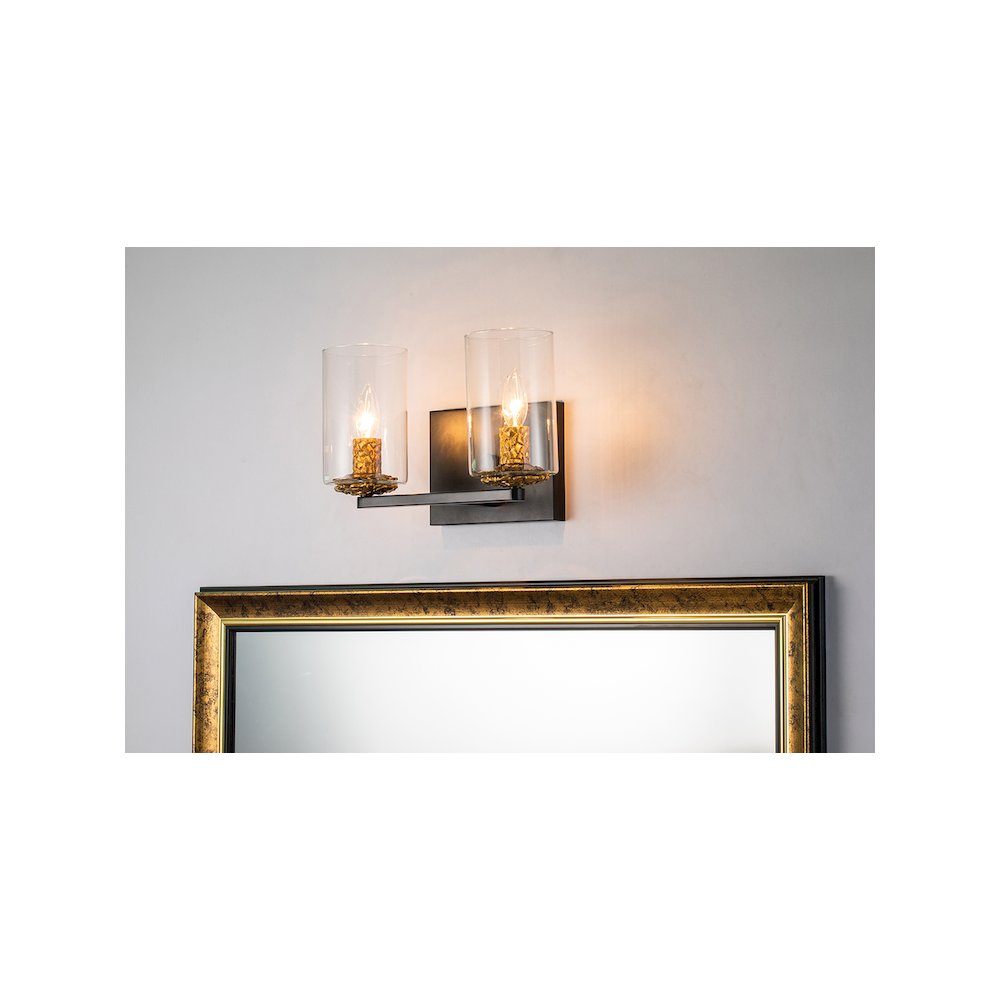 Bolivar 2-Light Vanity Light in Matte Black. Picture 3