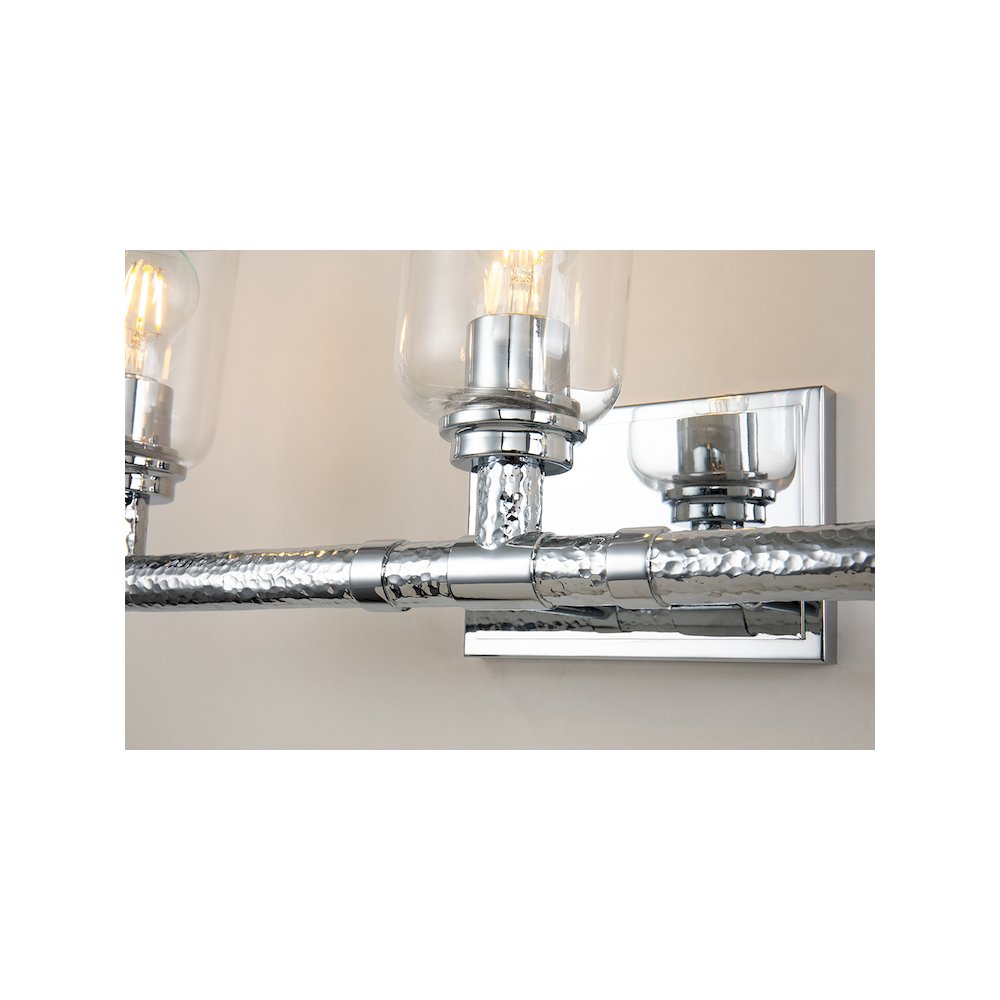 Rampart 3 Light Bath Vanity  in Polished Chrome. Picture 3