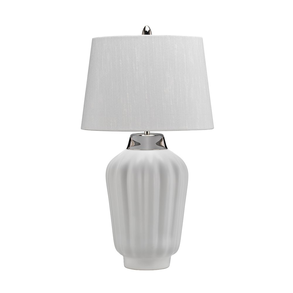 Bexley Table Lamp in White and Polished Nickel. Picture 1