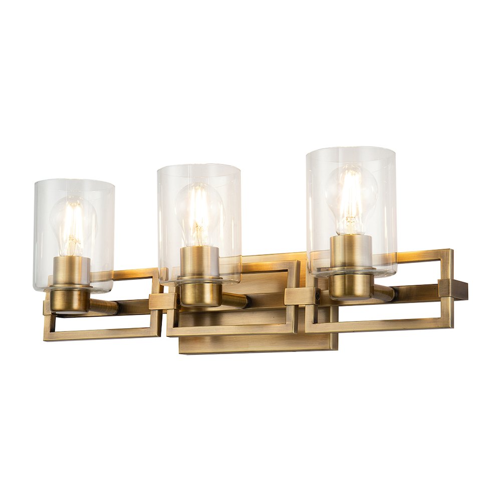 Estes 3 Light Bath Vanity In Aged Brass. Picture 1
