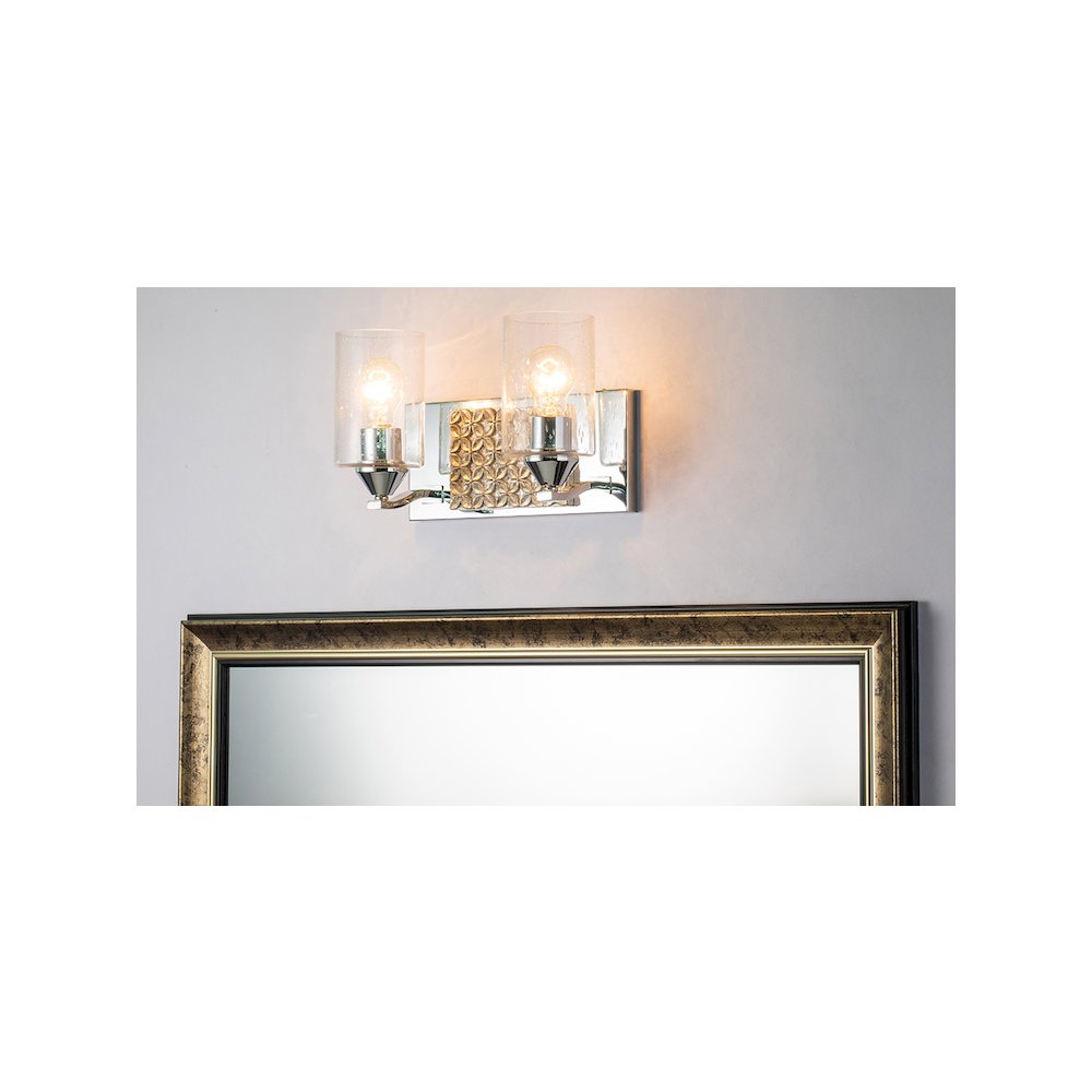 Arcadia 2 Light Bath Vanity in Polished Chrome and Silver. Picture 2