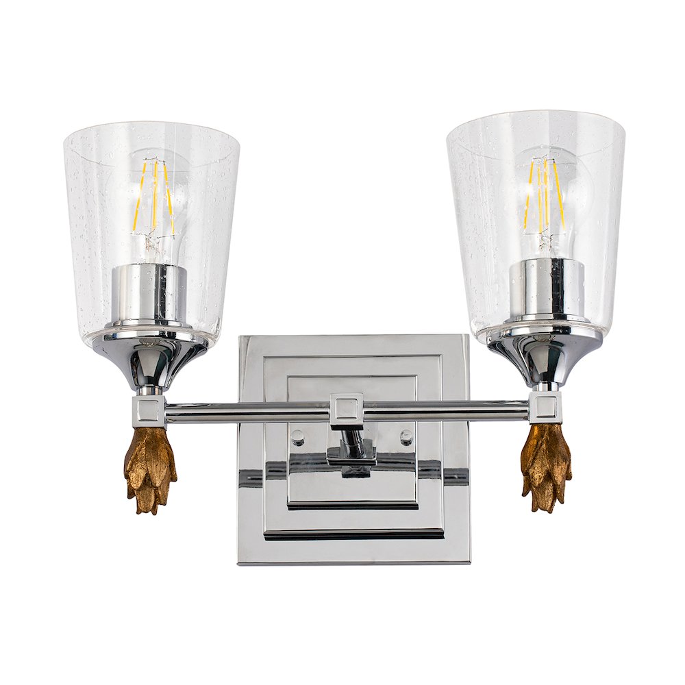 Vetiver 2 Light Vanity Light in Polished Chrome with Gold Accent. Picture 2