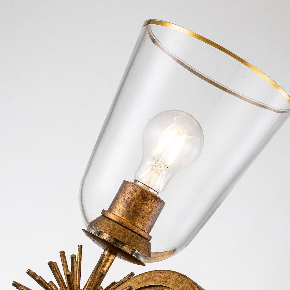 Staring 2 Light Sconce in Gold Leaf. Picture 3
