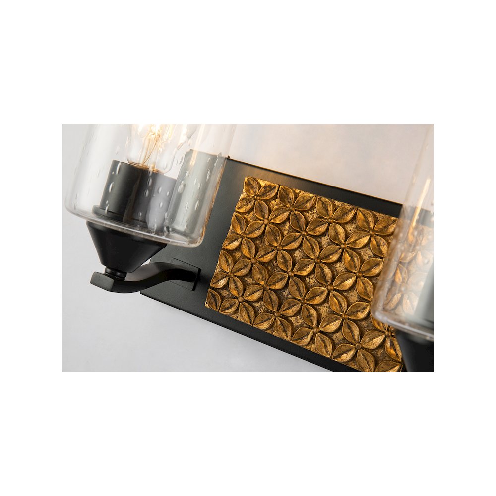 Arcadia 2 Light Bath Vanity in Matte Black and Gold. Picture 4