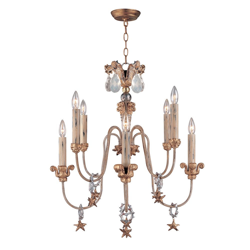 Mignon 8 Light  Two-tier Antique Gold Chandelier. Picture 1
