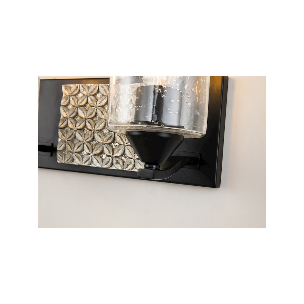 Arcadia 2 Light Bath Vanity in Matte Black and Silver. Picture 4