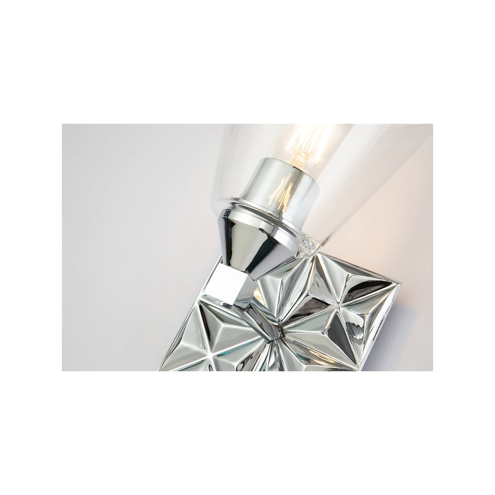 Alpha 1 Light Wall Sconce With Glass in Polished Chrome. Picture 4