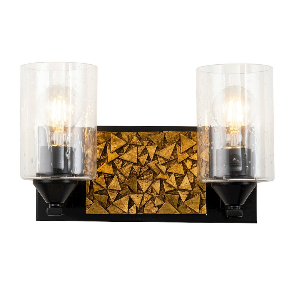 Bocage 2 Light Bath Bar In Matte Black And Gold. Picture 1