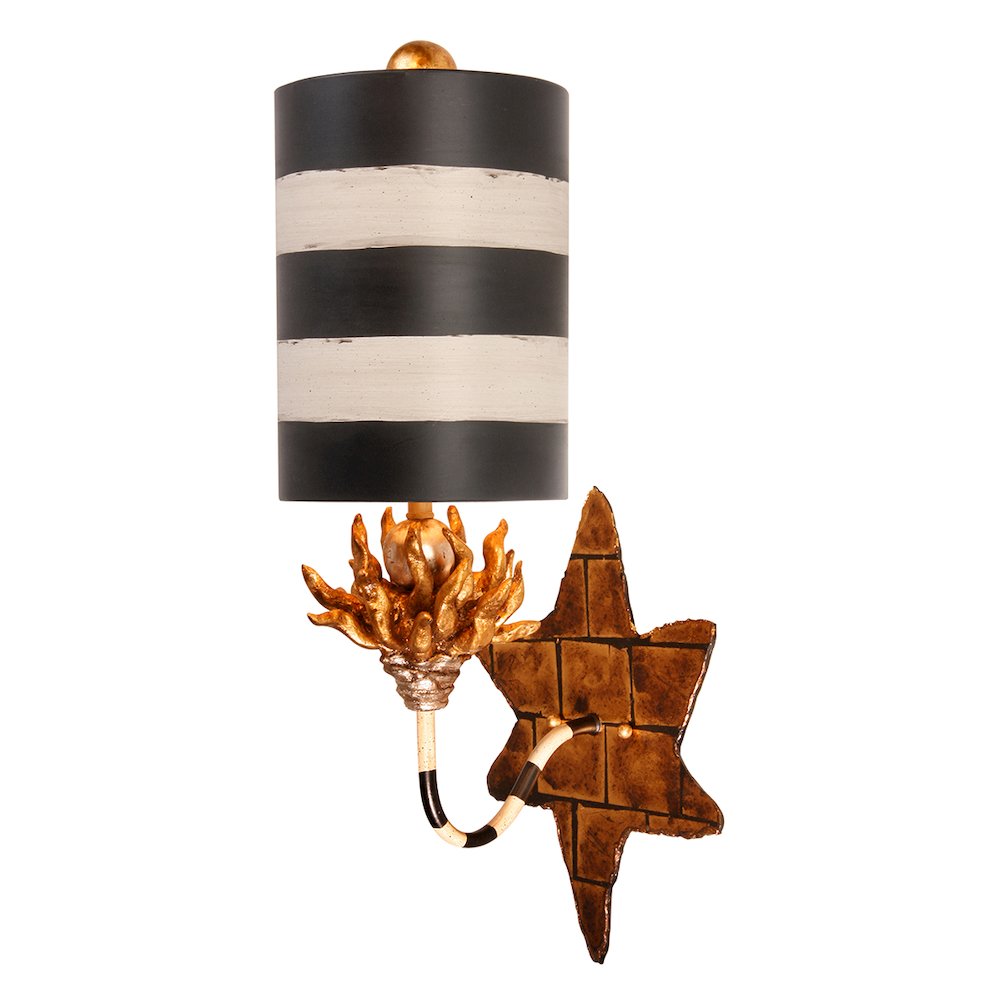 Audubon Sconce Made with Black and White Striped Shade Wall Fixture. Picture 1