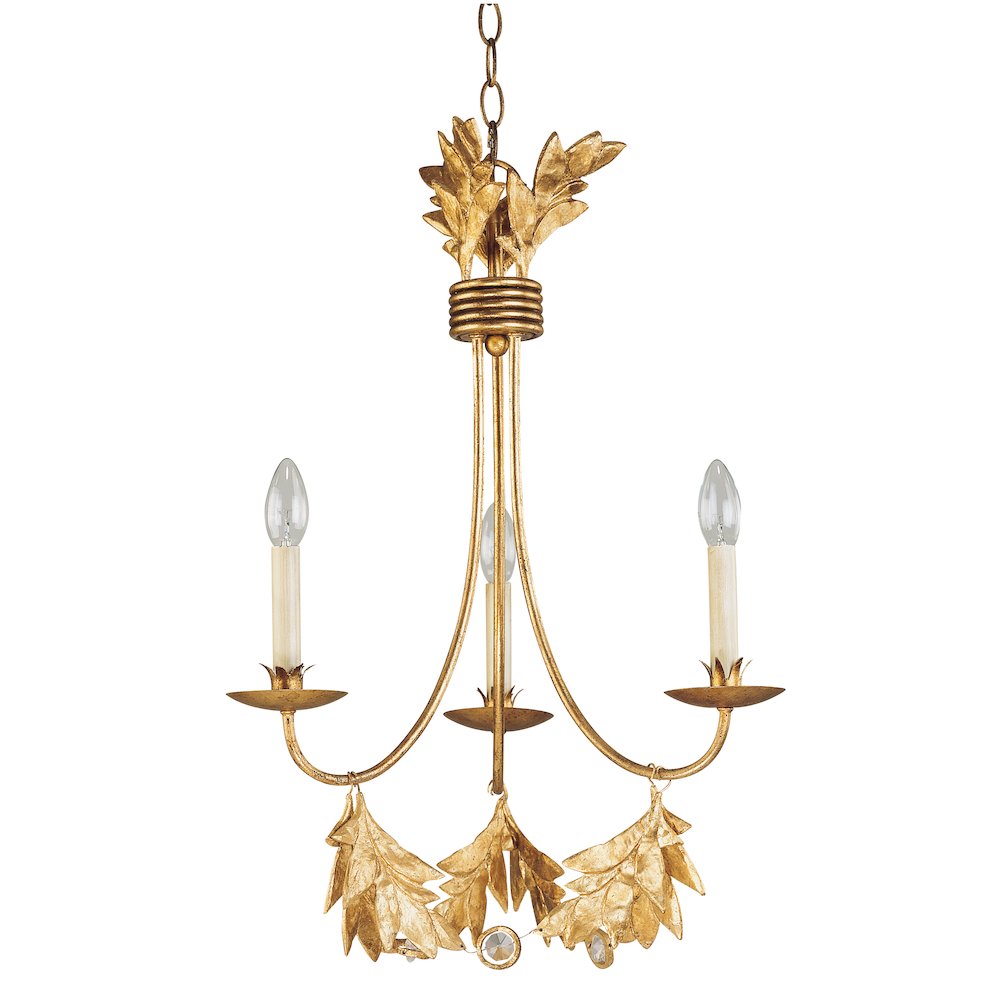 Sweet Olive French Rustic 3 Light Antiqued Gold Mini Chandelier. Picture 1