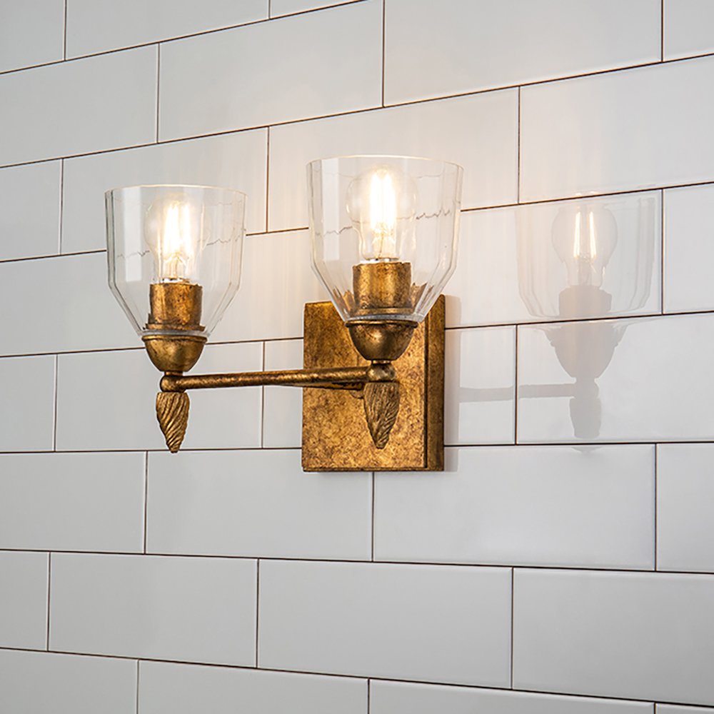 Felice 2 Light Vanity Light In Gold. Picture 4