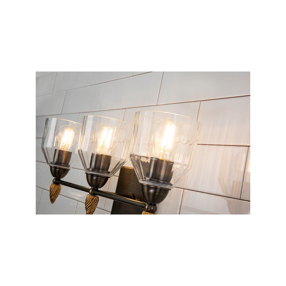 Felice 3 Light Vanity Light In Dark Bronze With Gold Accents. Picture 2