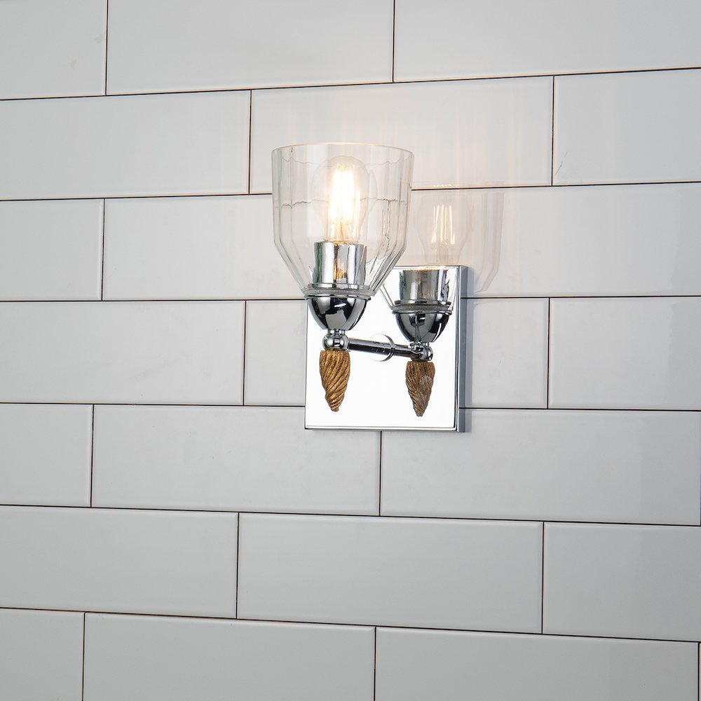 Felice 1 Light Wall Sconce In Polished Chrome With Gold Accents. Picture 4