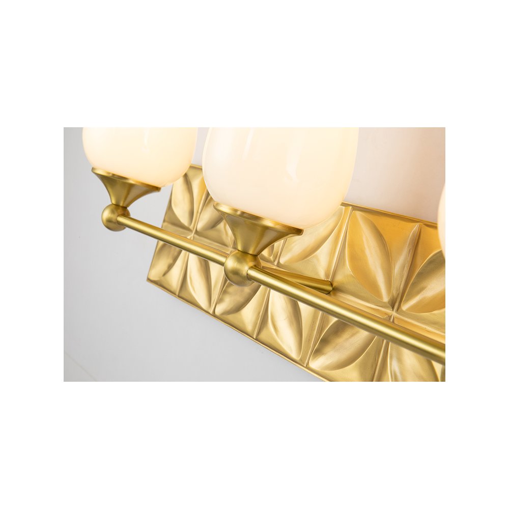 Epsilon Modern 3 Light Bath Vanity in Aged Gold Brass. Picture 2