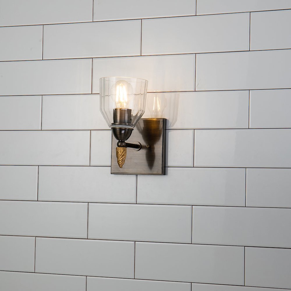 Felice 1 Light Wall Sconce In Dark Bronze With Gold Accents. Picture 5