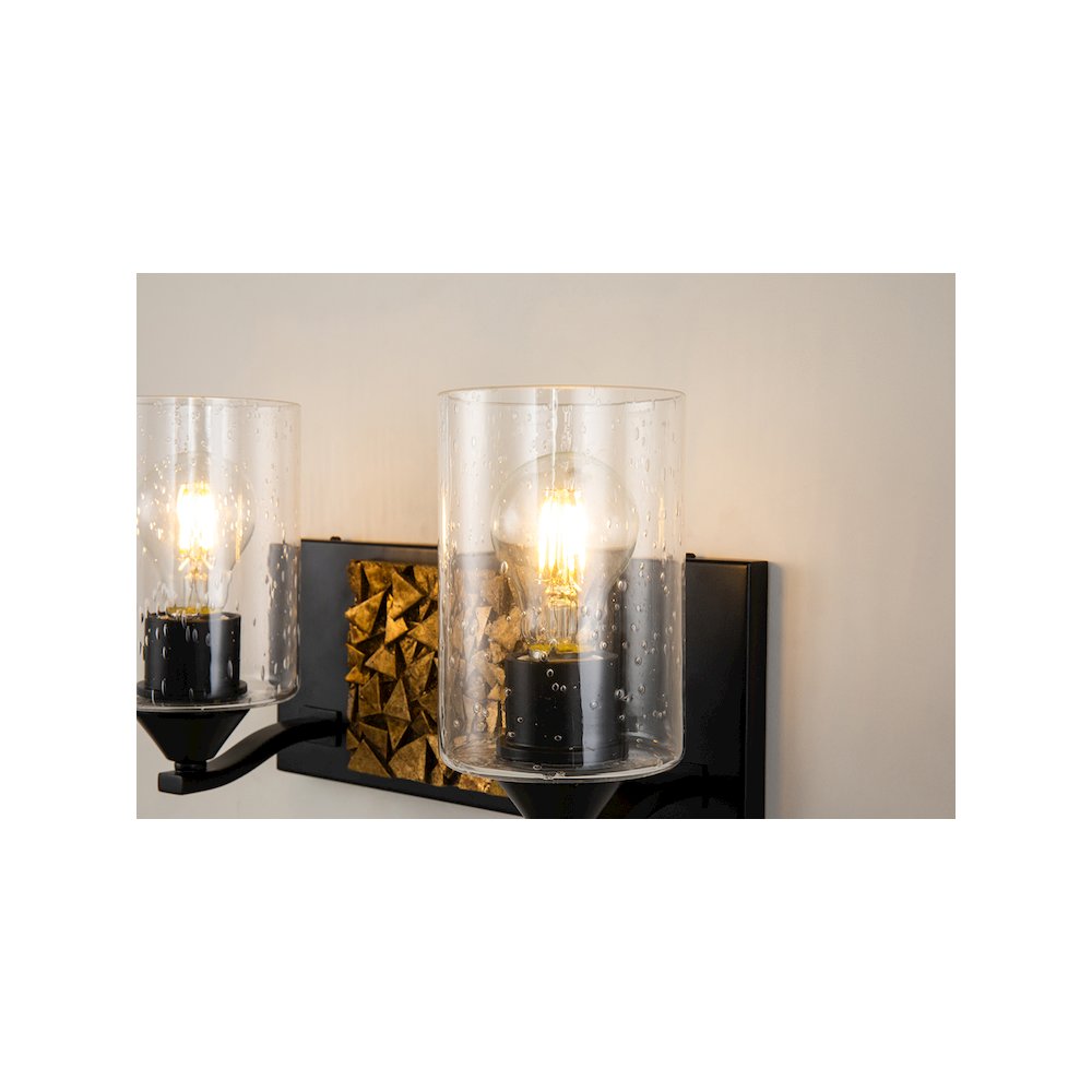 Bocage 2 Light Bath Bar In Matte Black And Gold. Picture 3
