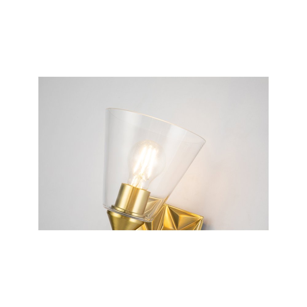 Alpha 1 Light Wall Sconce With Glass in Aged Gold Brass. Picture 4