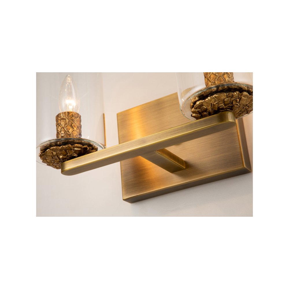 Bolivar 2-Light Vanity Light in Antique Brass. Picture 2