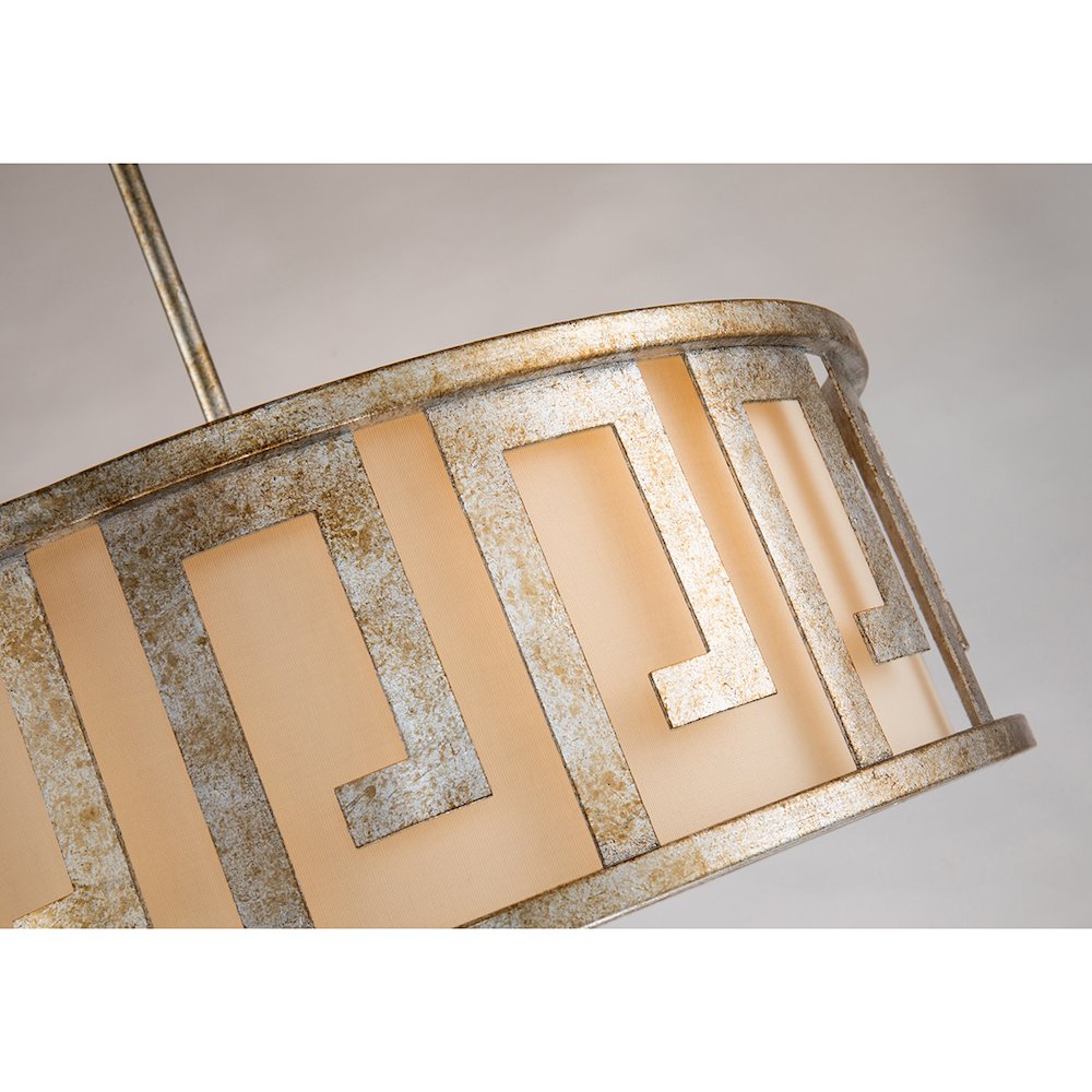 Lemuria 3 Light Duo-Mount Large Pendant - Antique Silver Ivory Shade. Picture 4