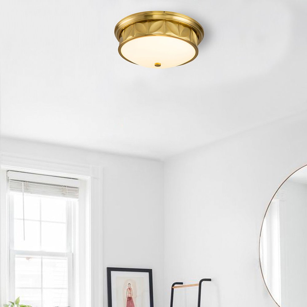 Epsilon 3 Light Flush Mount Aged Brass. Picture 2