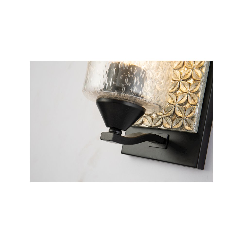 Arcadia 1 Light Wall Sconce in Matte Black and Silver. Picture 4